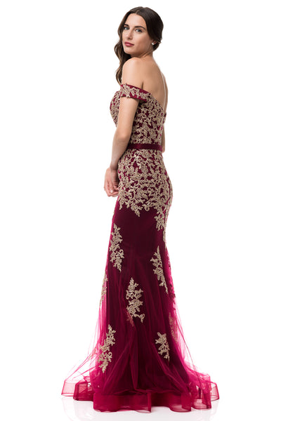 Maroon and gold on sale gown