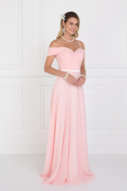 Cold Shoulder Blush Bridesmaid Dress