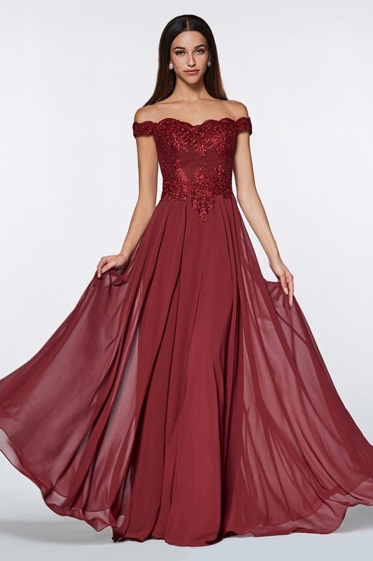 2019 Off the Shoulder Long Chiffon Maxi Bridesmaid Dress in 8 colors