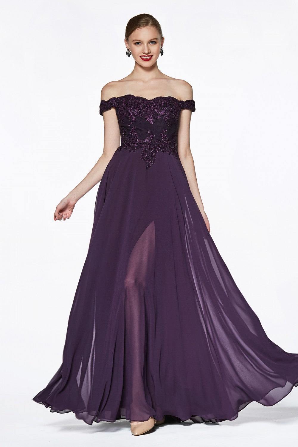 Eggplant off the shoulder Bridesmaid Dress