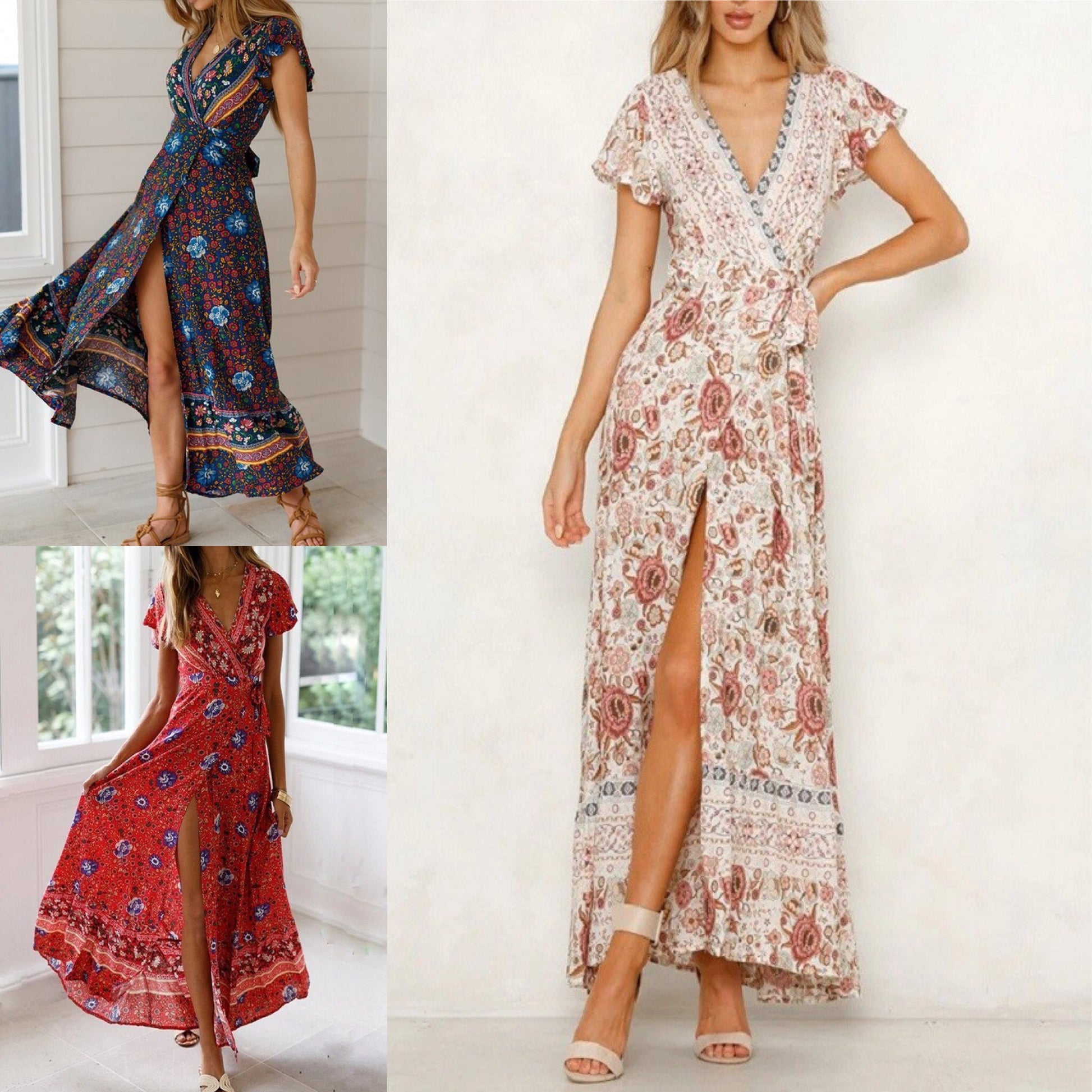 Boho Maxi wrap Dress