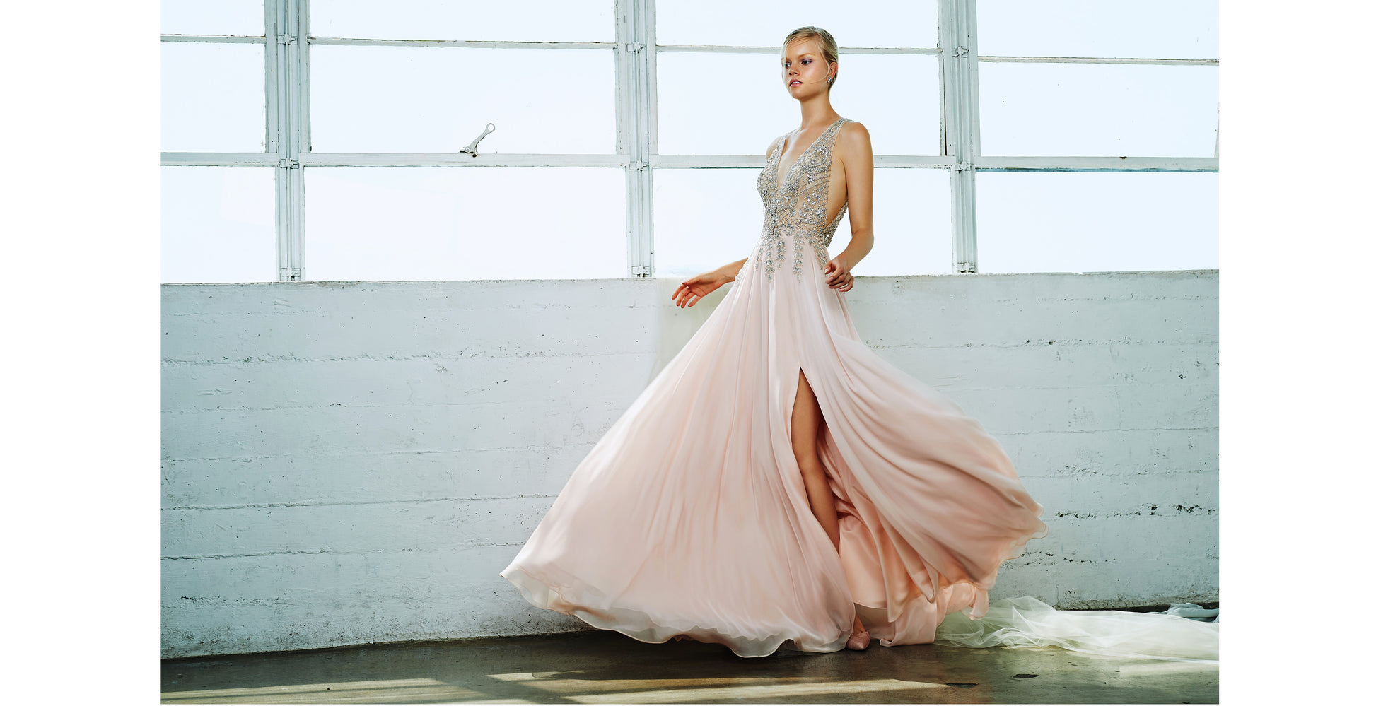 Chiffon blush prom dress