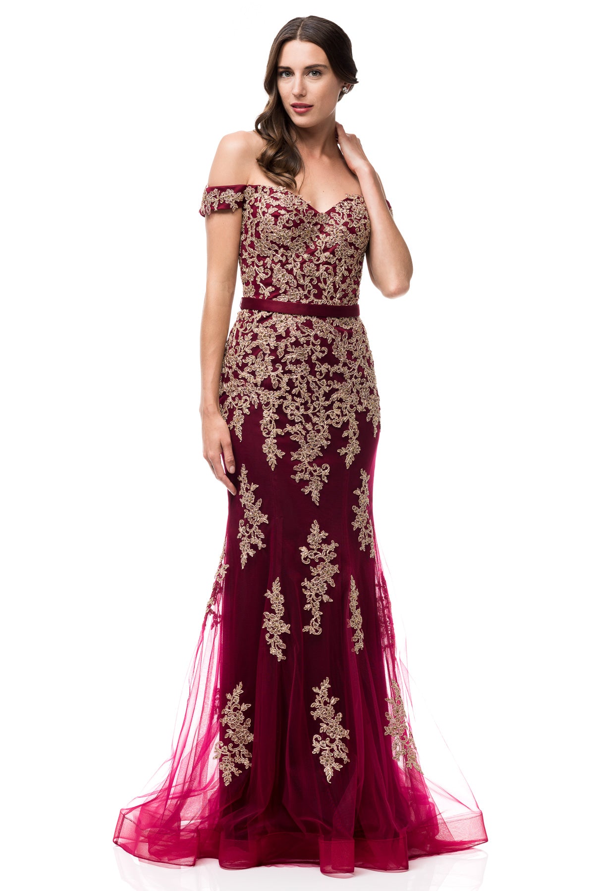 Oscar Gold and Burgundy Dress