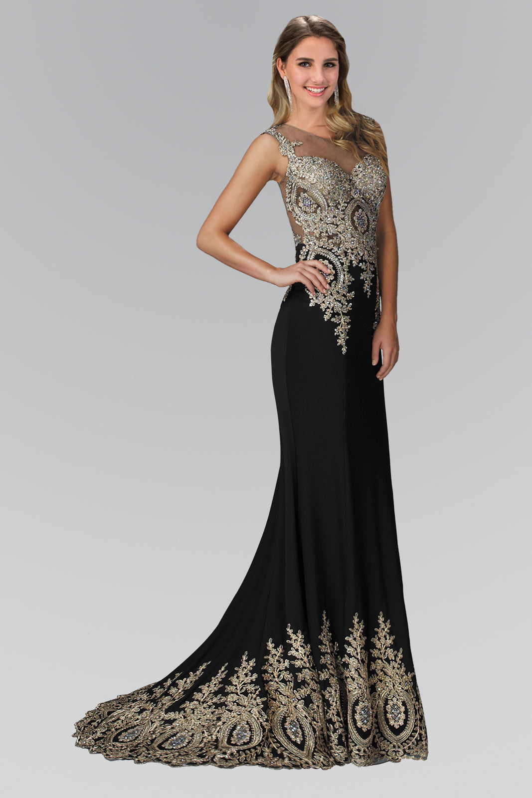 Black and Gold Prom Dress