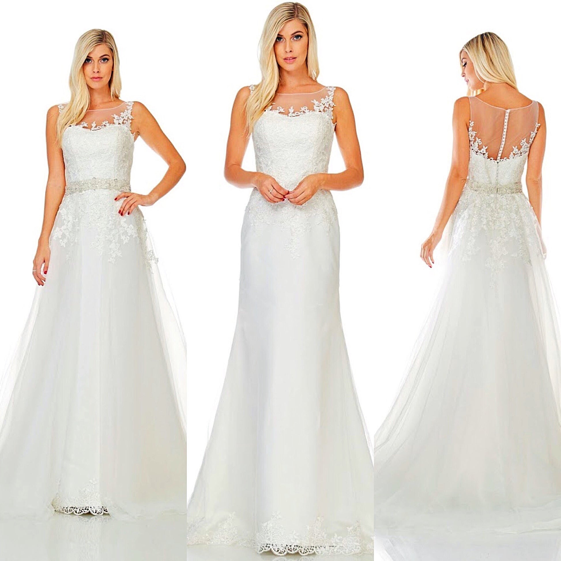 Detachable train wedding dress