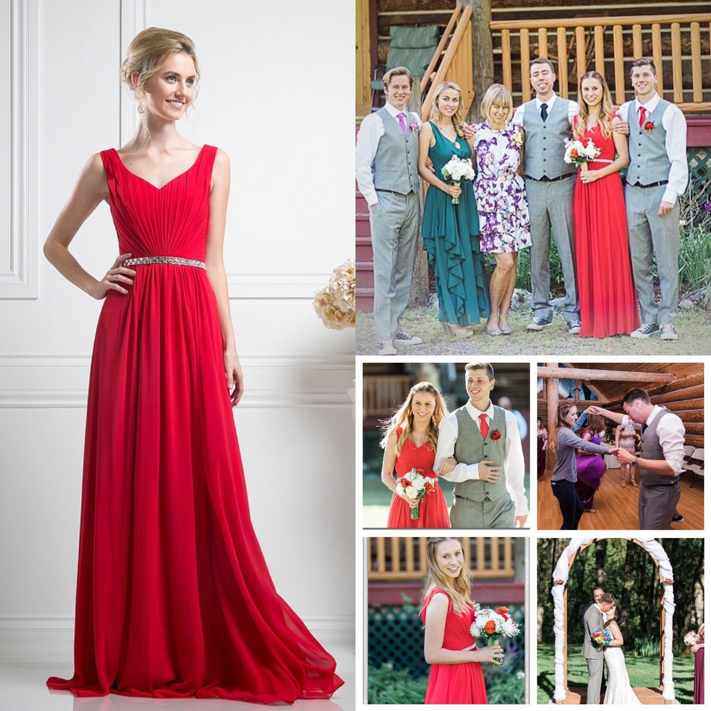 Affordable pleated classy Party Prom Bridesmaid dress in 5 colors 4- 18