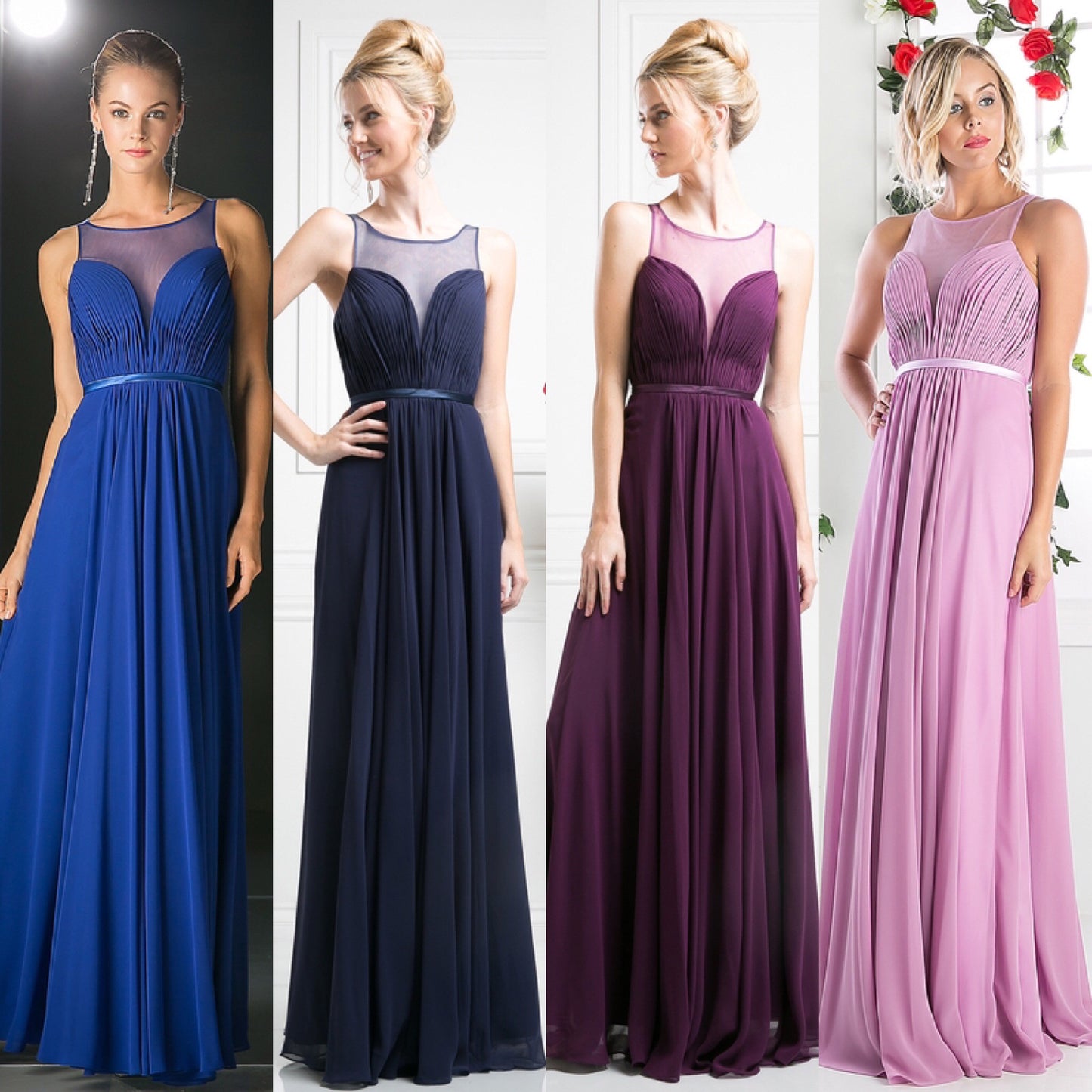 Affordable Chiffon sweetheart neckline dress in 6 colors