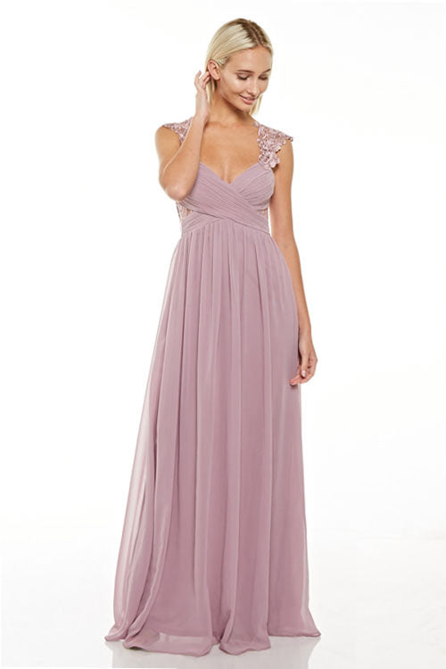 Medusa Empire Waist Chiffon Floor Length Evening Gown Bridesmaid Dress