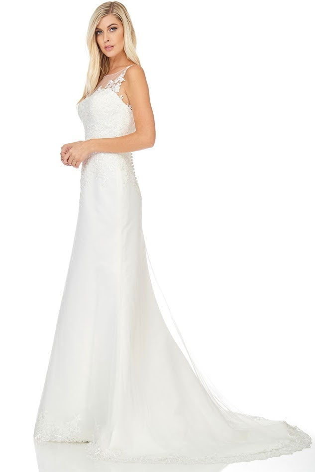 Designer Off White Wedding Dress Bridal Gown with detachable train