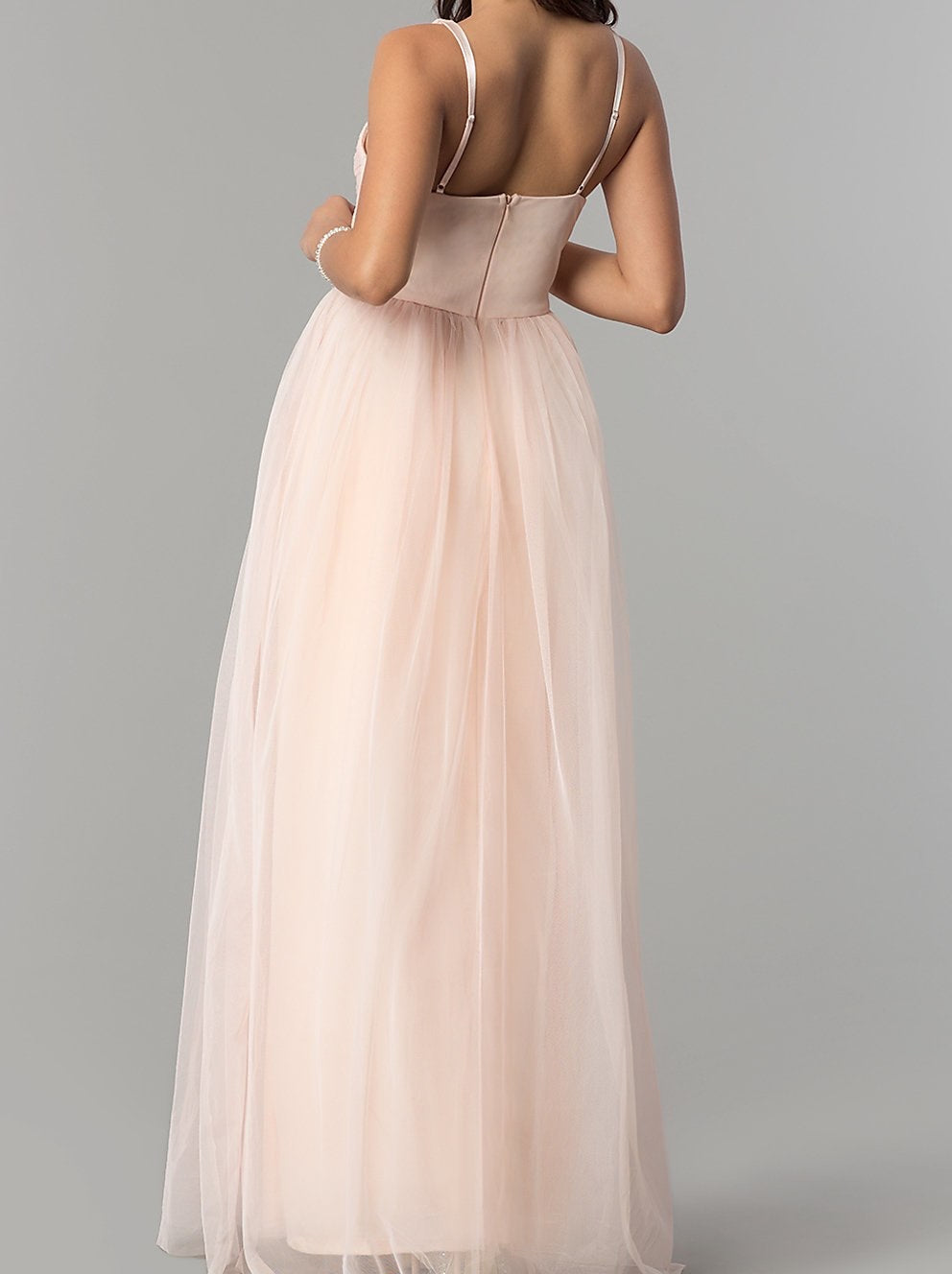 Affordable Vanity Floor length Tulle Bridesmaid dress in navy, Blush and Mauve