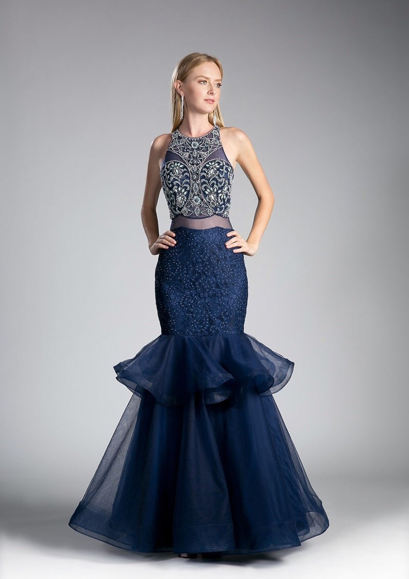 2018 Navy Mermaid Prom Dress