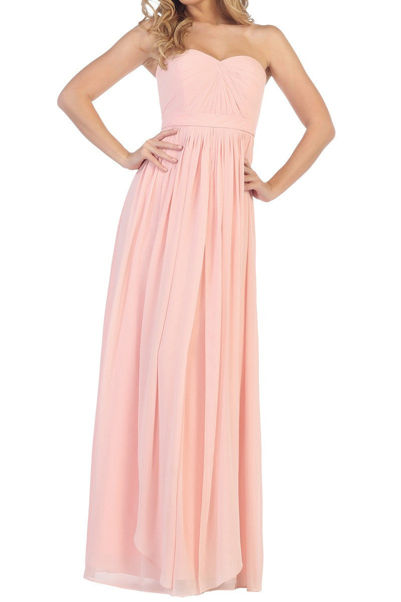 Affordable Long Chiffon Strapless Bridesmaid Dress Lavender, Sage, Blush