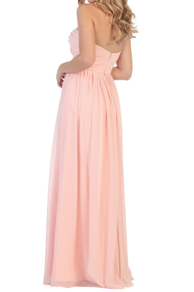 Affordable Long Chiffon Strapless Bridesmaid Dress Lavender, Sage, Blush