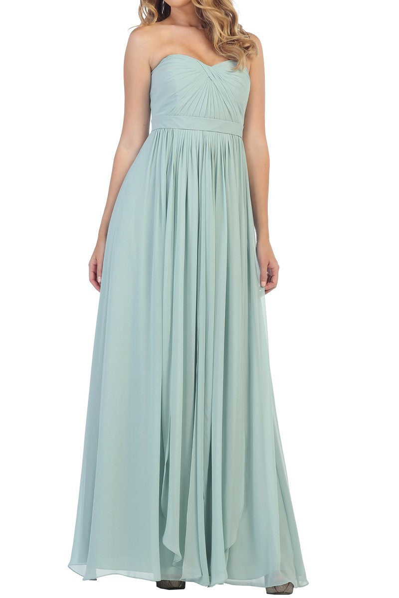 Affordable Long Chiffon Strapless Bridesmaid Dress Lavender, Sage, Blush