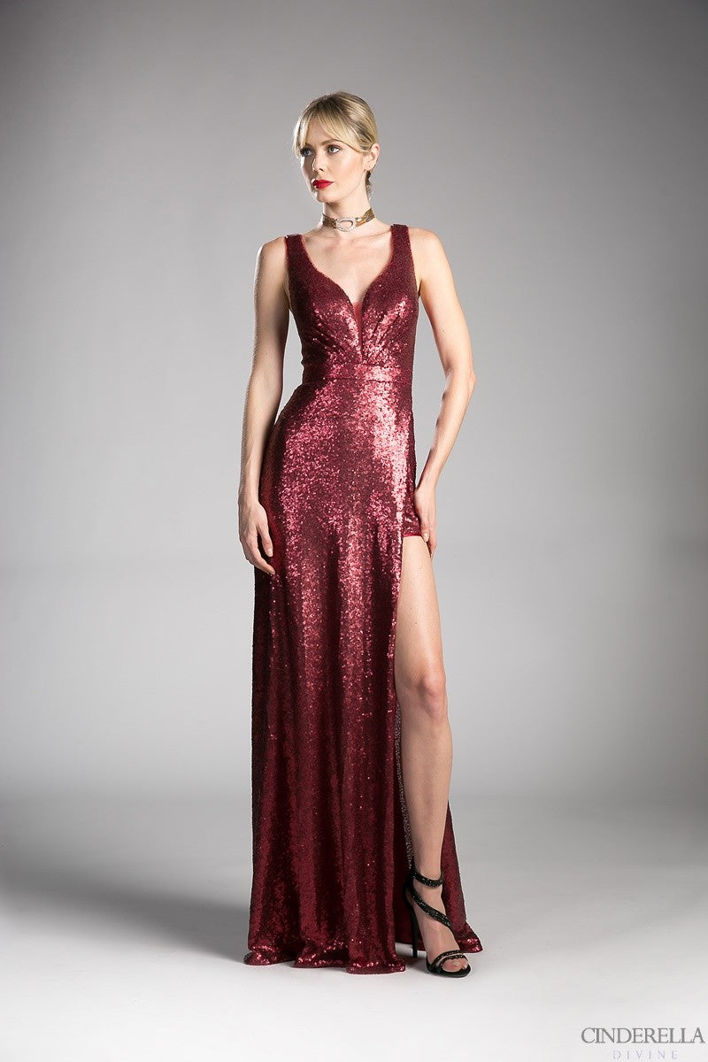 Burgundy sequin dress