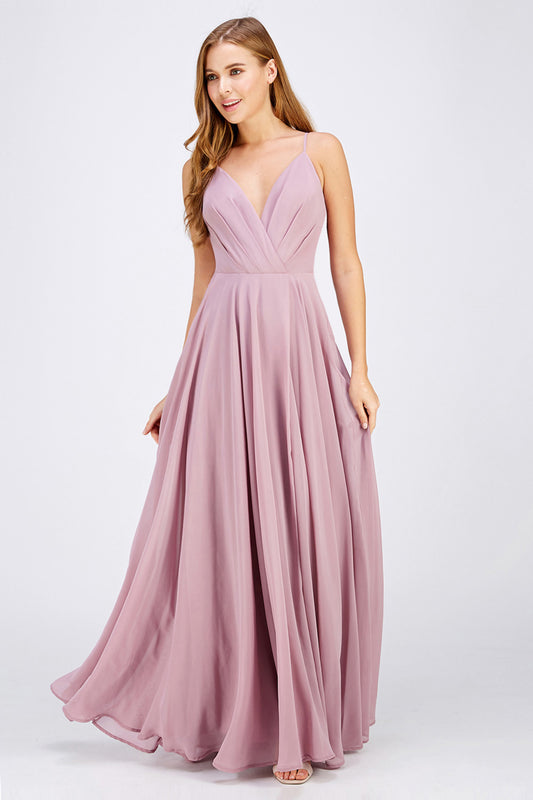 Mauve chiffon Bridesmaid Dress