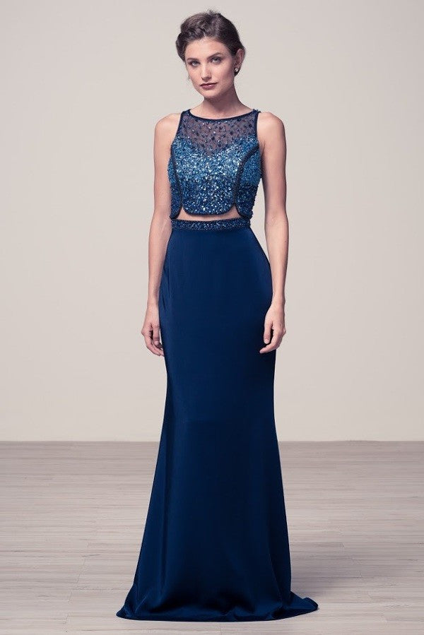 Unique Navy prom dress