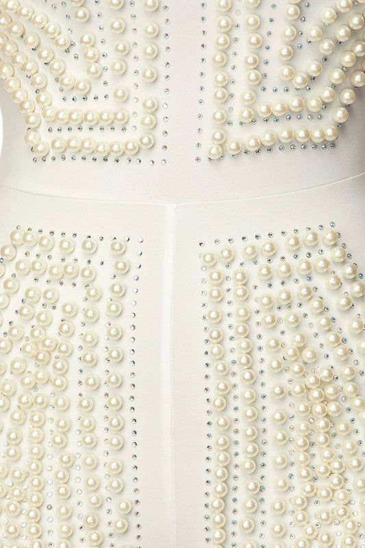 Unique Celebrity Pearl and Rhinestone Bachelorette Jumpsuit 3 colors