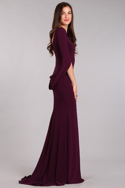 Floor Length Ariel maxi mermaid Plum Bridesmaid Dress