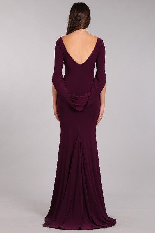 Floor Length Ariel maxi mermaid Plum Bridesmaid Dress