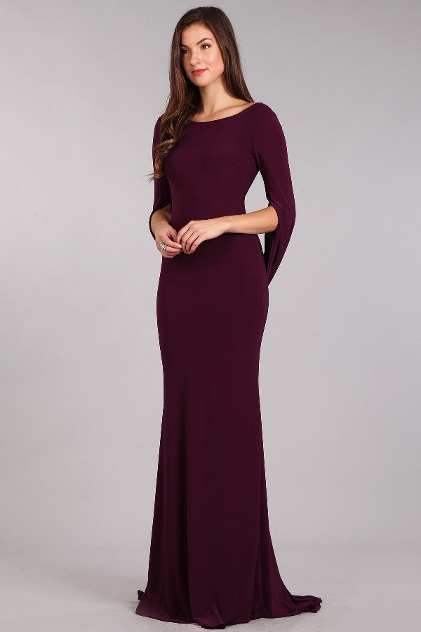 Floor Length Ariel maxi mermaid Plum Bridesmaid Dress